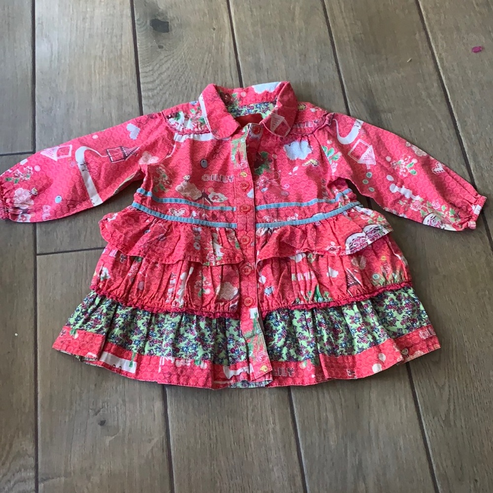 Oilily Pink Floral Ruffle Dress